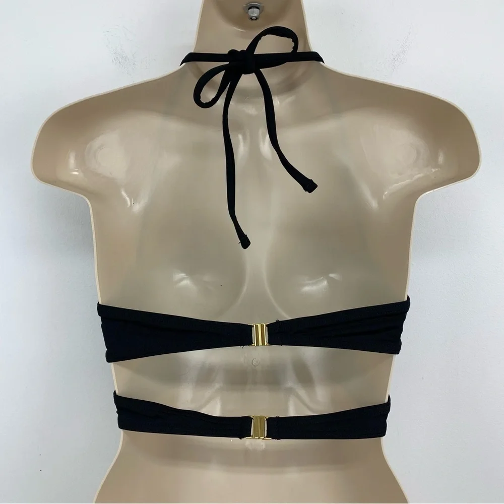 𝅺TOPSHOP Black Double Strap Halter Bikini Top Size 6